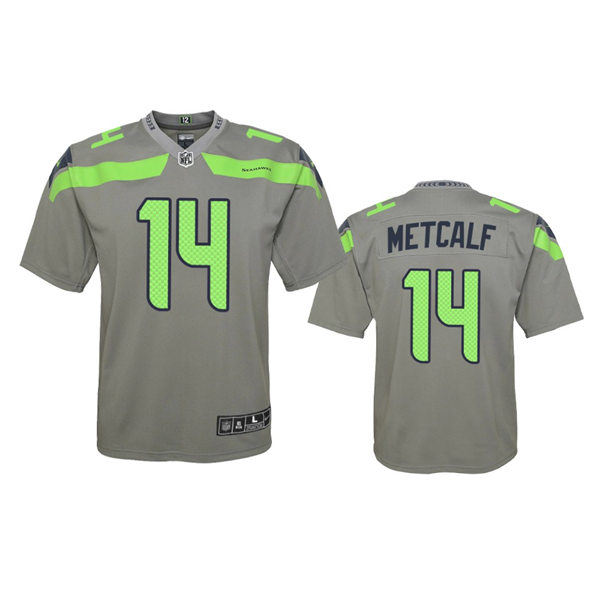 Youth Seattle Seahawks #14 DK Metcalf Nike Grey Inverted Legend Jersey