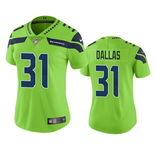 Womens Seattle Seahawks #31 DeeJay Dallas Nike Neon Green Color Rush Limited Jersey