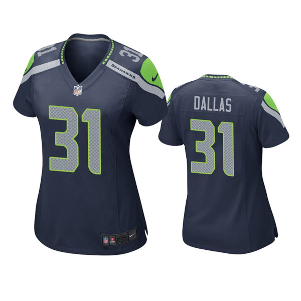 Womens Seattle Seahawks #31 DeeJay Dallas Nike Navy Team Color Limited Jersey