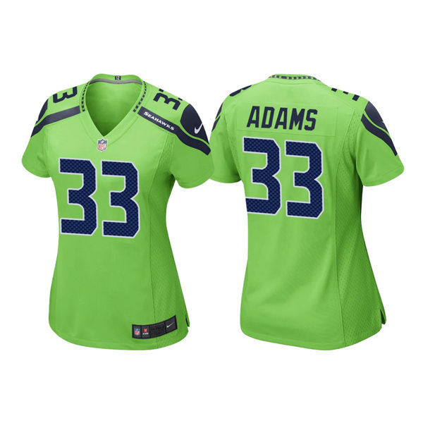 Womens Seattle Seahawks #33 Jamal Adams Nike Neon Green Color Rush Limited Jersey