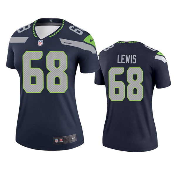 Womens Seattle Seahawks #68 Damien Lewis Nike Navy Team Color Limited Jersey