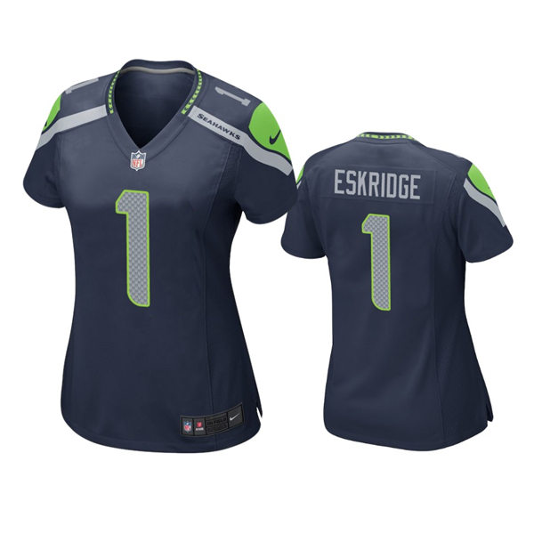 Womens Seattle Seahawks #1 D'Wayne Eskridge Nike Navy Team Color Limited Jersey