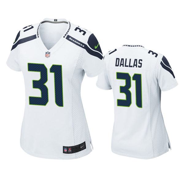 Womens Seattle Seahawks #31 DeeJay Dallas Nike White Vapor Limited Jersey