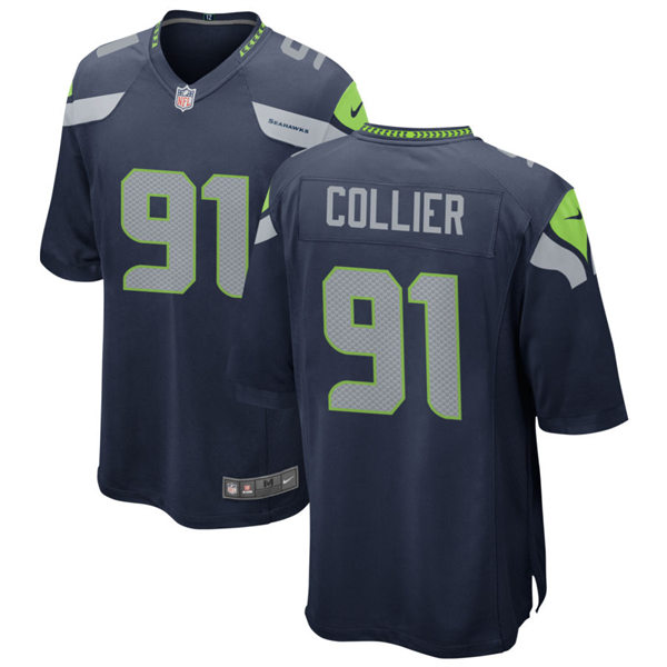 Mens Seattle Seahawks #91 L.J. Collier Nike College Navy Team Color Vapor Limited Jersey