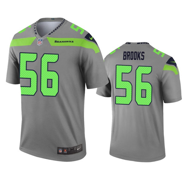 Mens Seattle Seahawks #56 Jordyn Brooks Nike Grey Inverted Legend Jersey