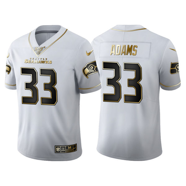 Mens Seattle Seahawks #33 Jamal Adams Nike White Golden Edition Vapor Limited Jersey