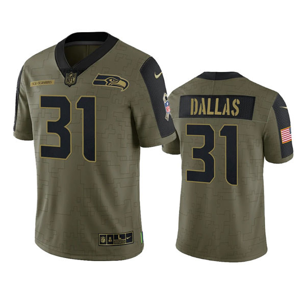 Mens Seattle Seahawks #31 DeeJay Dallas Nike Olive 2021 Salute To Service Limited Jersey