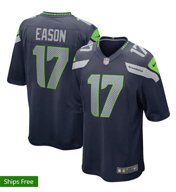 Mens Seattle Seahawks #17 Jacob Eason Nike College Navy Team Color Vapor Limited Jersey