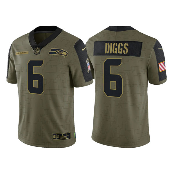 Mens Seattle Seahawks #6 Quandre Diggs Nike Olive 2021 Salute To Service Limited Jersey