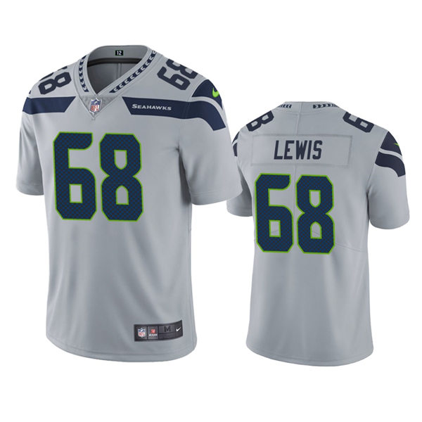 Mens Seattle Seahawks #68 Damien Lewis Nike Gray Alternate Vapor Limited Jersey