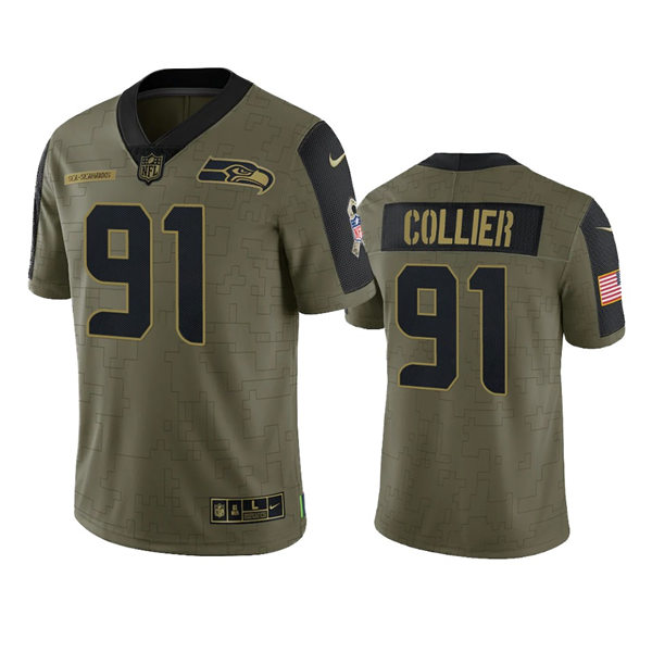 Mens Seattle Seahawks #91 L.J. Collier Nike Olive 2021 Salute To Service Limited Jersey