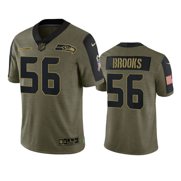 Mens Seattle Seahawks #56 Jordyn Brooks Nike Olive 2021 Salute To Service Limited Jersey