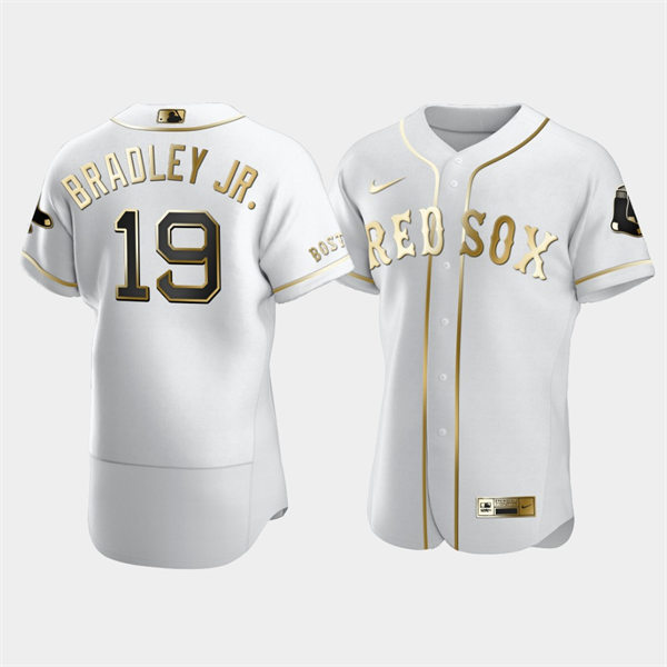 Men's Boston Red Sox #19 Jackie Bradley Jr. White Golden Edition Jersey
