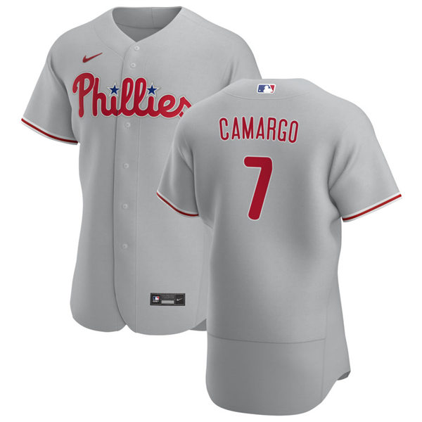 Mens Philadelphia Phillies #7 Johan Camargo Nike Road Grey Flexbase Jersey