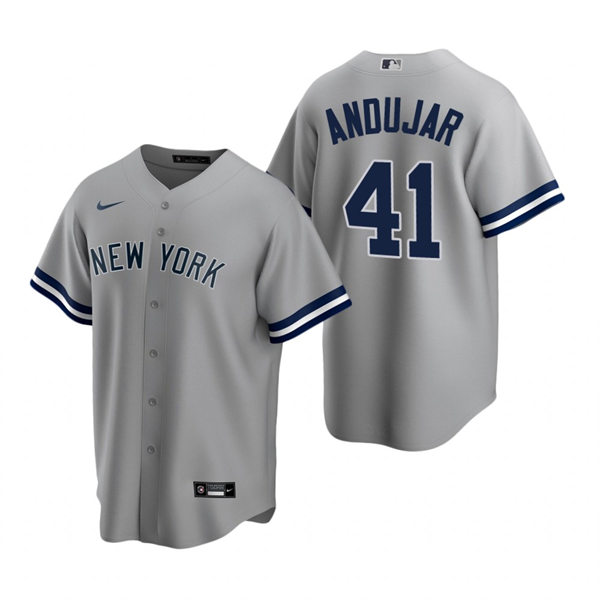 Mens New York Yankees #41 Miguel Andujar Nike Grey Road with Name Cool Base Player Jersey 