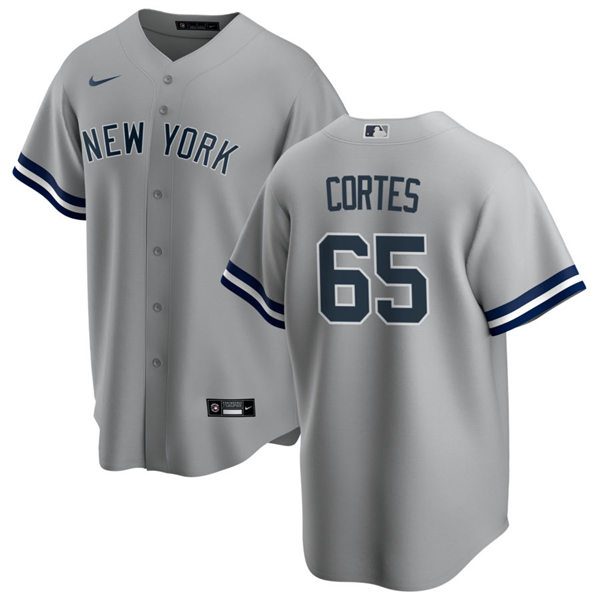 Mens New York Yankees #65 Nestor Cortes Jr. Nike Grey Road with Name Cool Base Player Jersey
