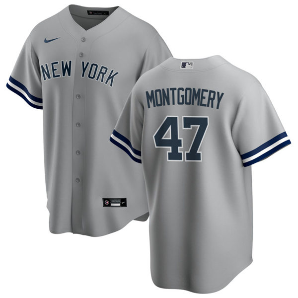 Mens New York Yankees #47 Jordan Montgomery Nike Grey Road with Name Cool Base Player Jersey