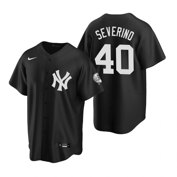 Men's New York Yankees #40 Luis Severino Nike Navy Alternate With Name Cool Base Player Jersey
