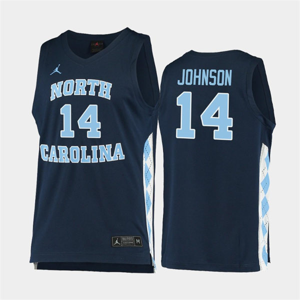 Mens North Carolina Tar Heels #14 Puff Johnson Navy Alternate College Baseketball Game Jersey