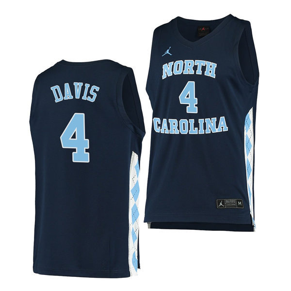 Mens North Carolina Tar Heels #4 R.J. Davis Navy Alternate College Baseketball Game Jersey