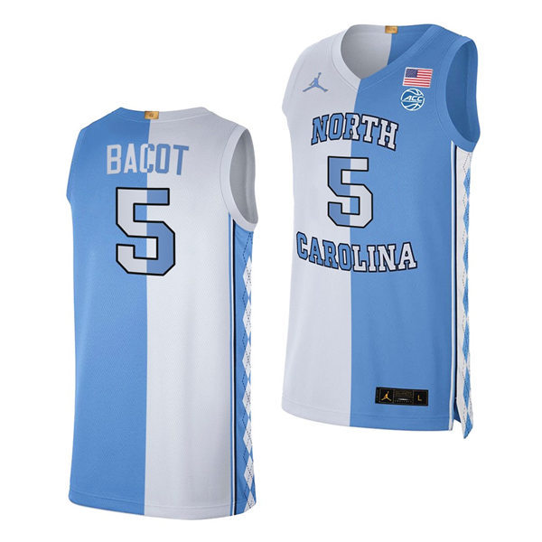 Mens North Carolina Tar Heels #5 Armando Bacot White Blue Split Edition College Basketball Jersey