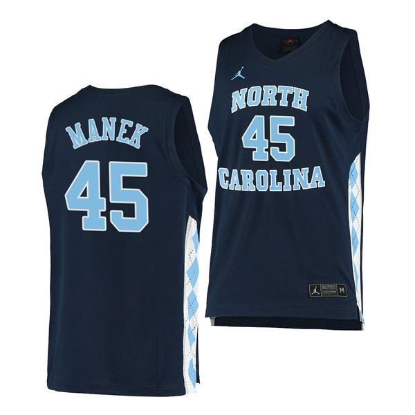 Mens North Carolina Tar Heels #45 Brady Manek Navy Alternate College Baseketball Game Jersey