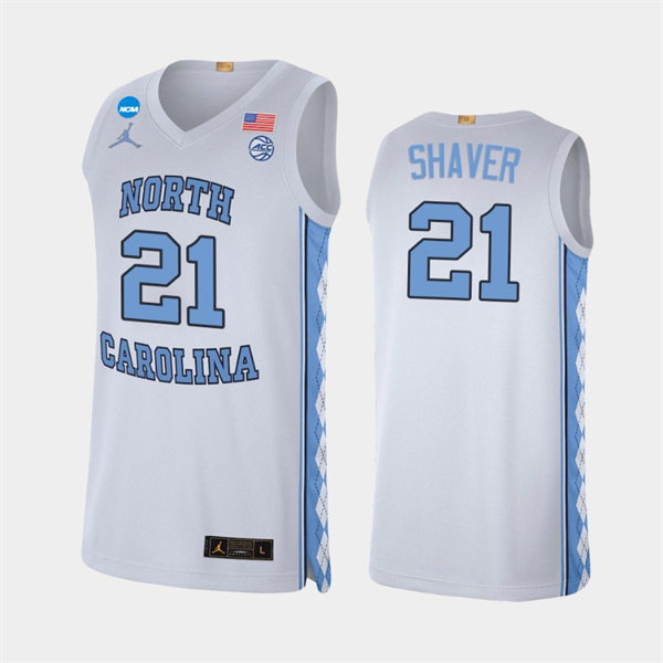 Mens North Carolina Tar Heels #21 Will Shaver White College Baseketball Game Jersey