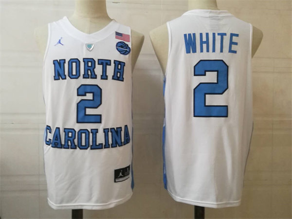 Mens North Carolina Tar Heels #2 Coby White White College Baseketball Game Jersey
