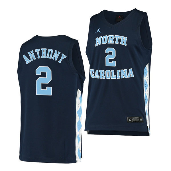 Mens North Carolina Tar Heels #2 Cole Anthony Navy Alternate College Baseketball Game Jersey