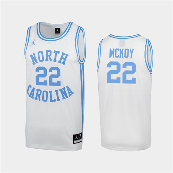 Mens North Carolina Tar Heels #22 Justin McKoy White Round Neck Retro Basketball Jersey