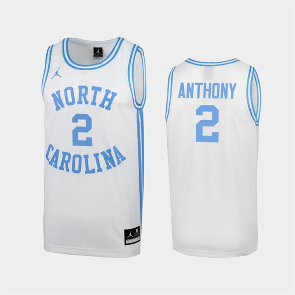 Mens North Carolina Tar Heels #2 Cole Anthony White Round Neck Retro Basketball Jersey