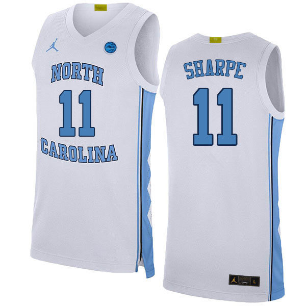 Mens North Carolina Tar Heels #11 Day'Ron Sharpe White College Baseketball Game Jersey