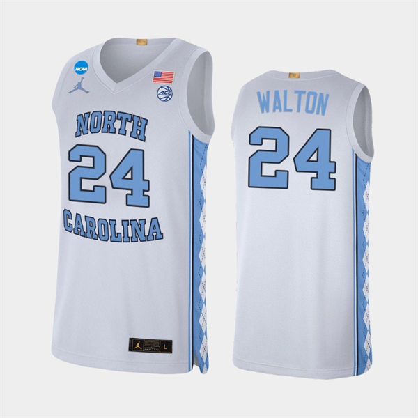Mens North Carolina Tar Heels #24 Kerwin Walton White College Baseketball Game Jersey