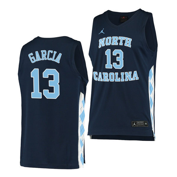 Mens North Carolina Tar Heels #13 Dawson Garcia Navy Alternate College Baseketball Game Jersey