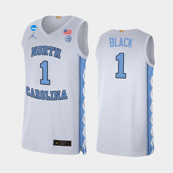 Mens North Carolina Tar Heels #1 Leaky Black White College Baseketball Game Jersey