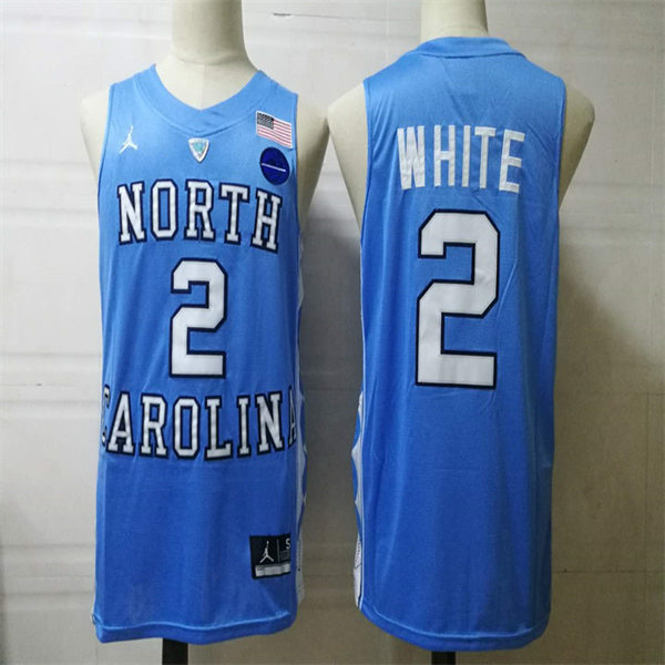 Mens North Carolina Tar Heels #2 Coby White Carolina Blue College Baseketball Game Jersey