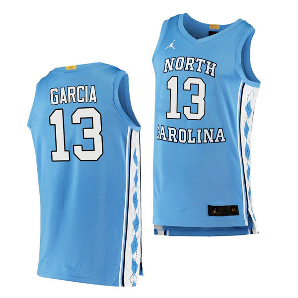Mens North Carolina Tar Heels #13 Dawson Garcia Carolina Blue College Baseketball Game Jersey
