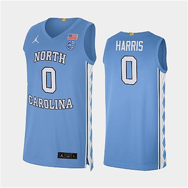 Mens North Carolina Tar Heels #0 Anthony Harris Carolina Blue College Baseketball Game Jersey