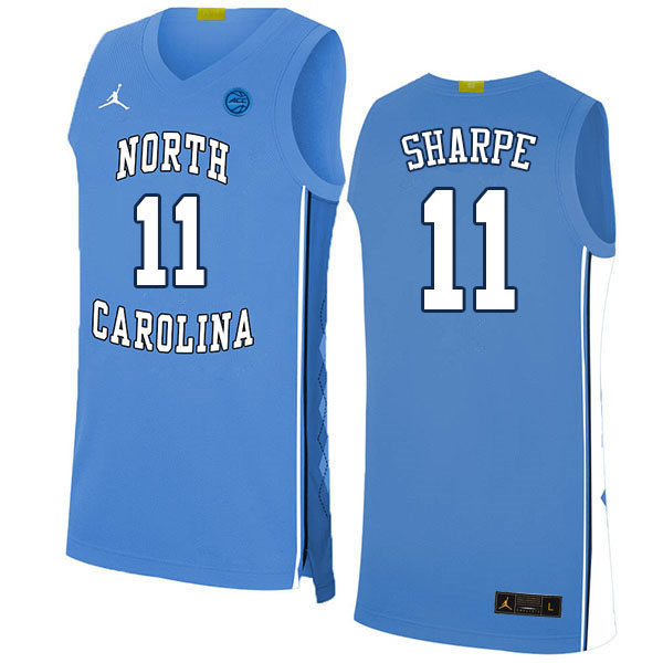 Mens North Carolina Tar Heels #11 Day'Ron Sharpe Carolina Blue College Baseketball Game Jersey