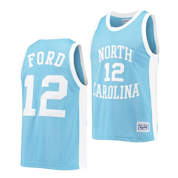 Mens North Carolina Tar Heels #12 Phil Ford Commemorative Classic Basketball Jersey - Carolina Blue