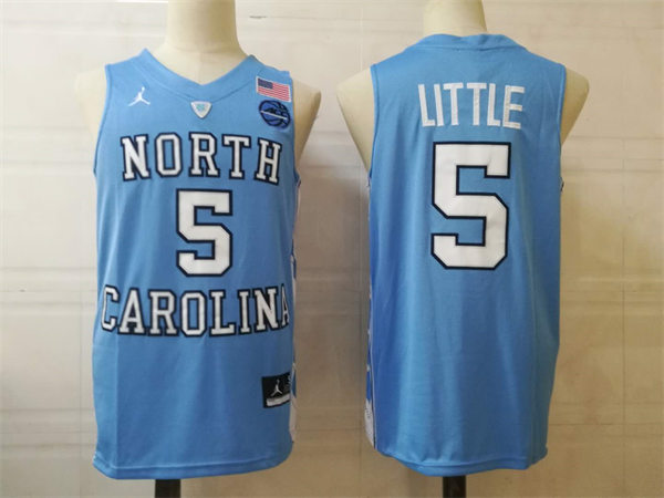 Mens North Carolina Tar Heels #5 Nassir Little Carolina Blue College Baseketball Game Jersey