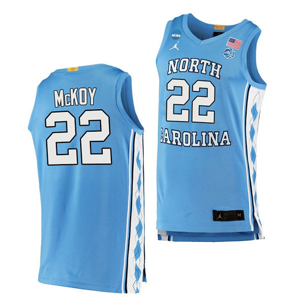 Mens North Carolina Tar Heels #22 Justin McKoy Carolina Blue College Baseketball Game Jersey