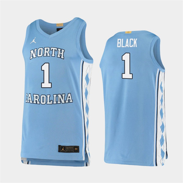 Mens North Carolina Tar Heels #1 Leaky Black Carolina Blue College Baseketball Game Jersey