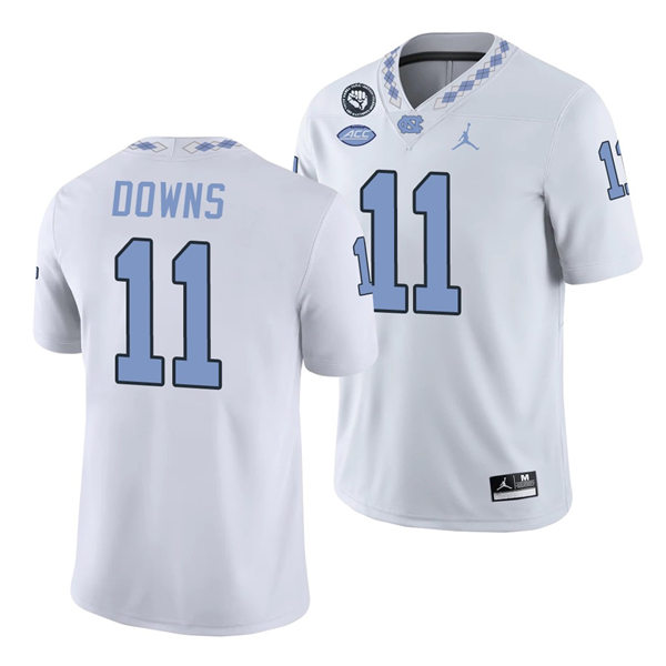 Mens North Carolina Tar Heels #11 Josh Downs White College Football Game Jersey