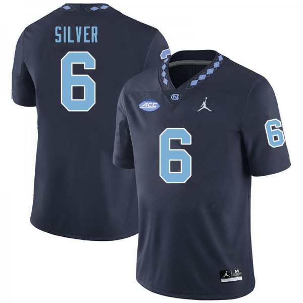 Mens North Carolina Tar Heels #6 Keeshawn Silver Navy Alternate College Football Jersey