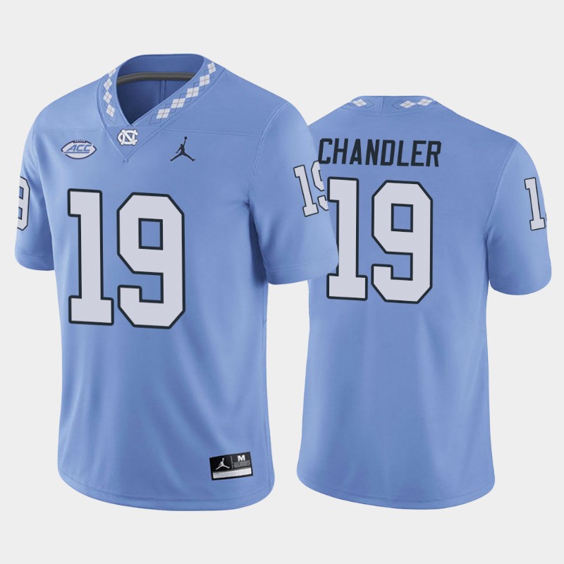 Mens North Carolina Tar Heels #19 Ty Chandler Carolina Blue College Football Game Jersey