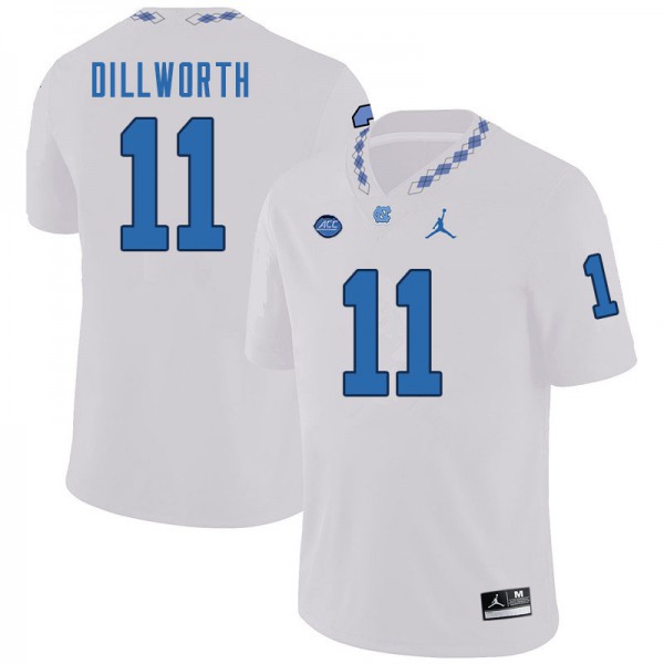 Mens North Carolina Tar Heels #11 Raneiria Dillworth White College Football Game Jersey