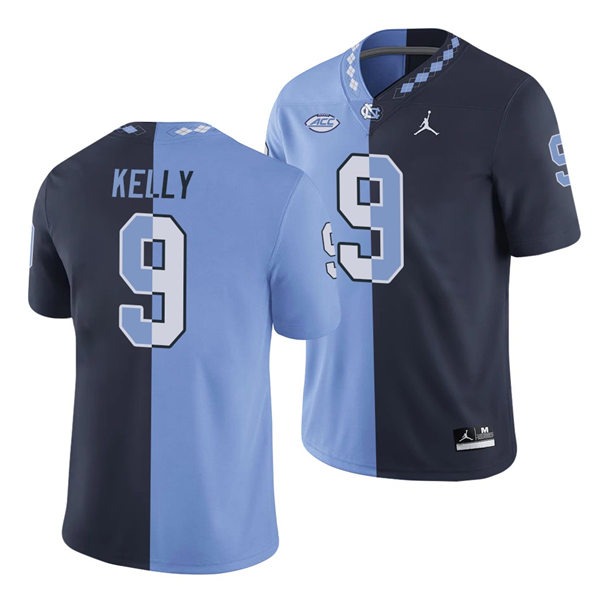 Mens North Carolina Tar Heels #9 Cam'Ron Kelly Blue Navy Split Edition College Football Jersey 