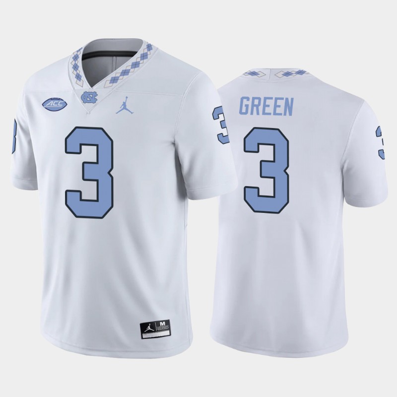 Mens North Carolina Tar Heels #3 Antoine Green White College Football Game Jersey