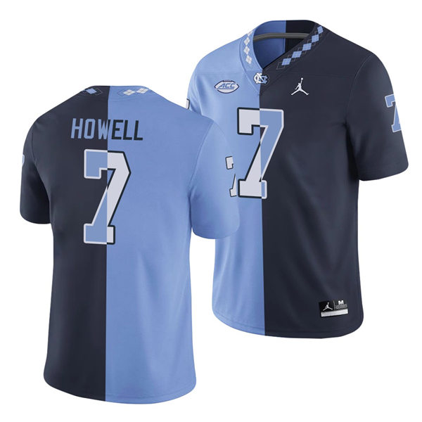Mens North Carolina Tar Heels #7 Sam Howell Blue Navy Split Edition College Football Jersey